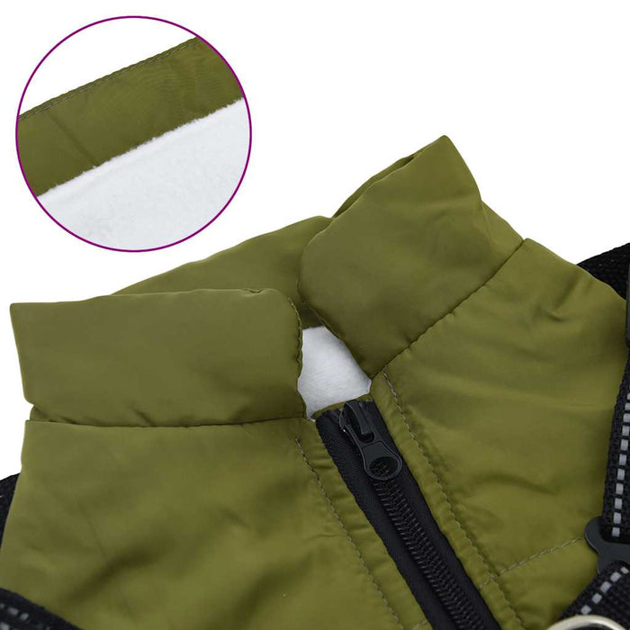 Haină câini cu ham impermeabilă reflectorizantă, verde kaki L28 WALTI