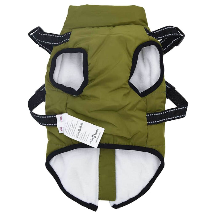 Haină câini cu ham impermeabilă reflectorizantă, verde kaki L40 WALTI
