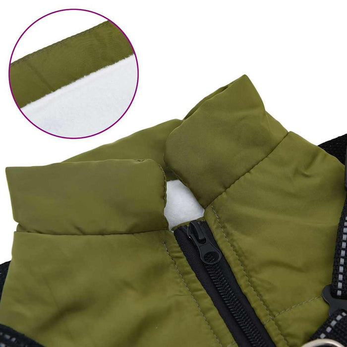 Haină câini cu ham impermeabilă reflectorizantă, verde kaki L40 WALTI