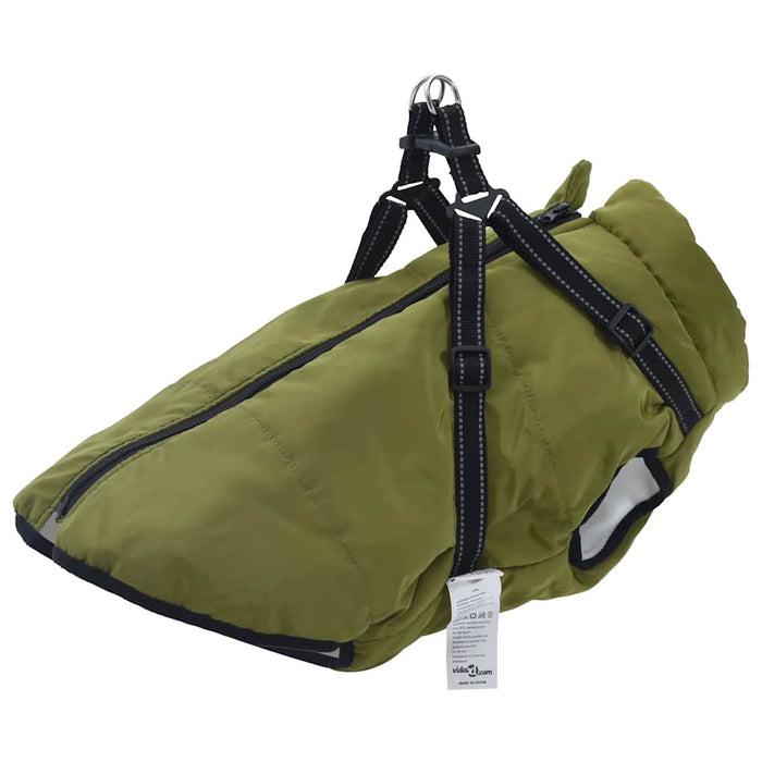 Haină câini cu ham impermeabilă reflectorizantă, verde kaki L48 - WALTI WALTI