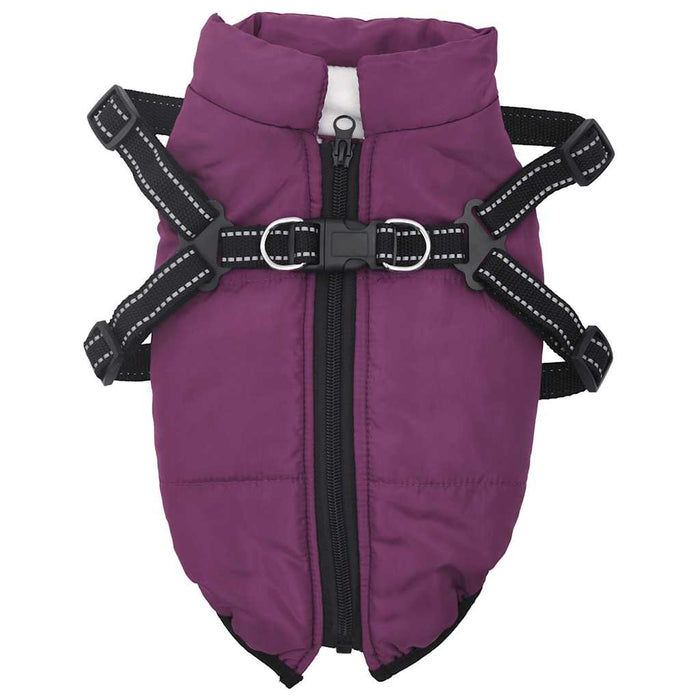 Haină câini cu ham impermeabilă reflectorizantă, violet, L36 - WALTI WALTI