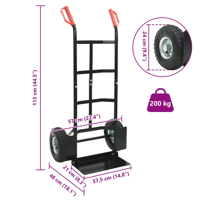 Cărucior manual Negru și roșu 57 x 46 x 113 cm Oțel - WALTI WALTI