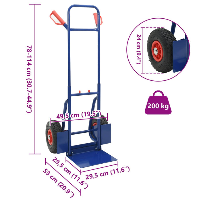 Cărucior manual Albastru și roșu 49,5 x 53 x 114 cm Oțel - WALTI WALTI