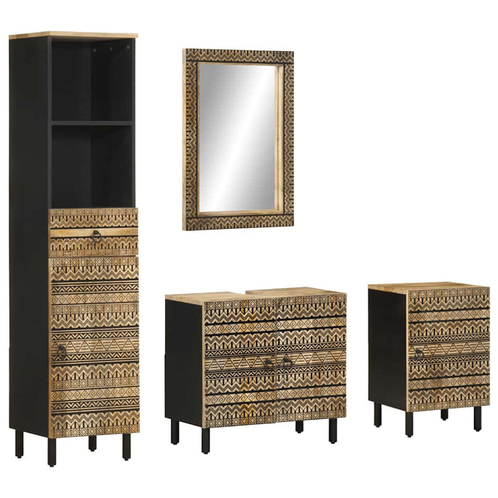 Set mobilier de baie, 4 piese, lemn masiv de mango WALTI