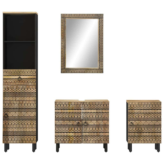 Set mobilier de baie, 4 piese, lemn masiv de mango WALTI