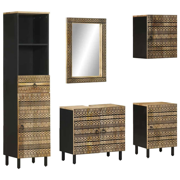 Set mobilier de baie, 5 piese, lemn masiv de mango WALTI