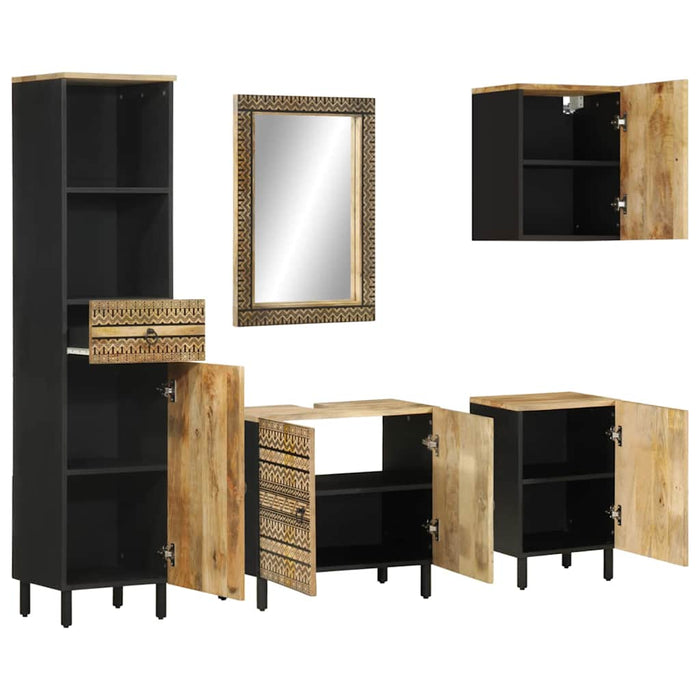 Set mobilier de baie, 5 piese, lemn masiv de mango WALTI