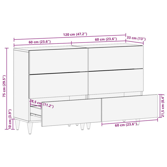 Dulapuri de depozitare 2 buc. 120 x 33 x 75 cm Multicolour WALTI