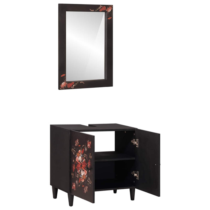 Set dulap baie Pe perete cu ușă 2 pcs Lemn de mango solid - WALTI WALTI