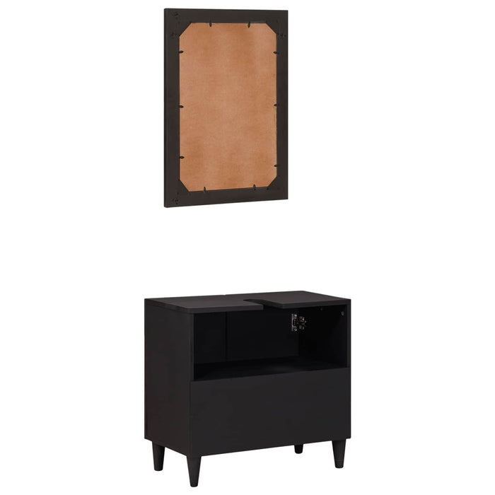 Set dulap baie Pe perete cu ușă 2 pcs Lemn de mango solid - WALTI WALTI