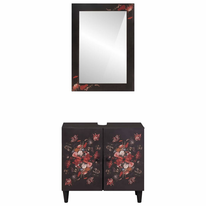 Set dulap baie Pe perete cu ușă 2 pcs Lemn de mango solid - WALTI WALTI