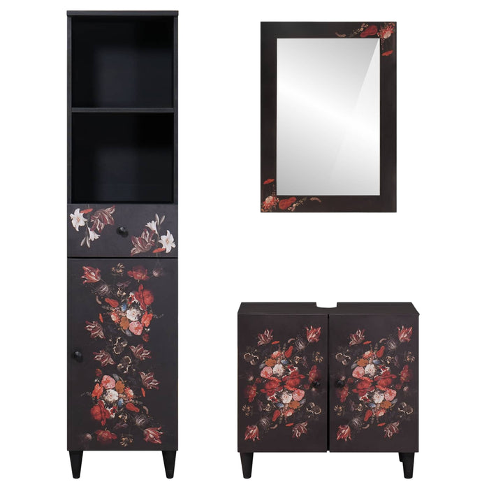Set dulap baie cu sertar Pe perete 3 pcs Lemn de mango solid - WALTI WALTI