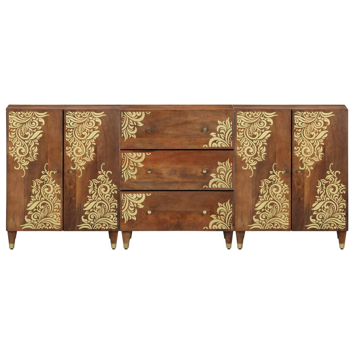 Set dulap baie cu raft 3 pcs Maro Miere și Aur 180 x 33 x 75 cm WALTI