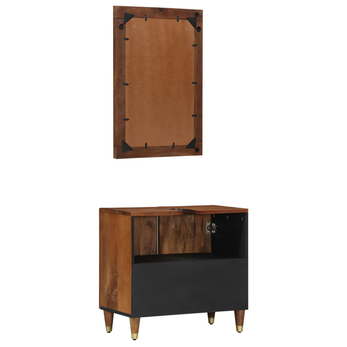 Set dulap baie Pe perete 2 pcs Maro miere Lemn de mango solid WALTI