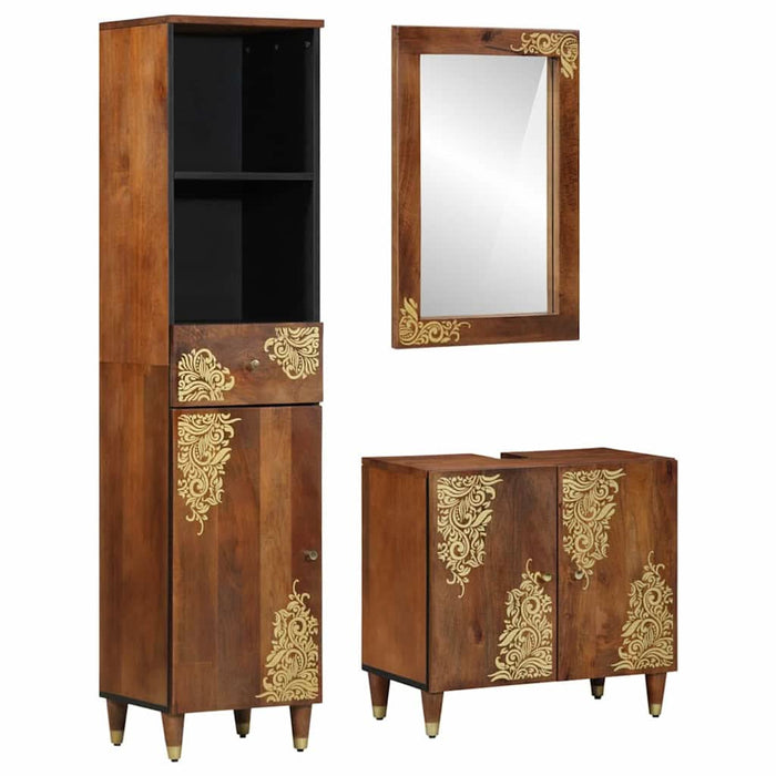 Set de mobilier pentru baie cu ușă 3 pcs Maro 62 x 33 x 58 cm - WALTI WALTI
