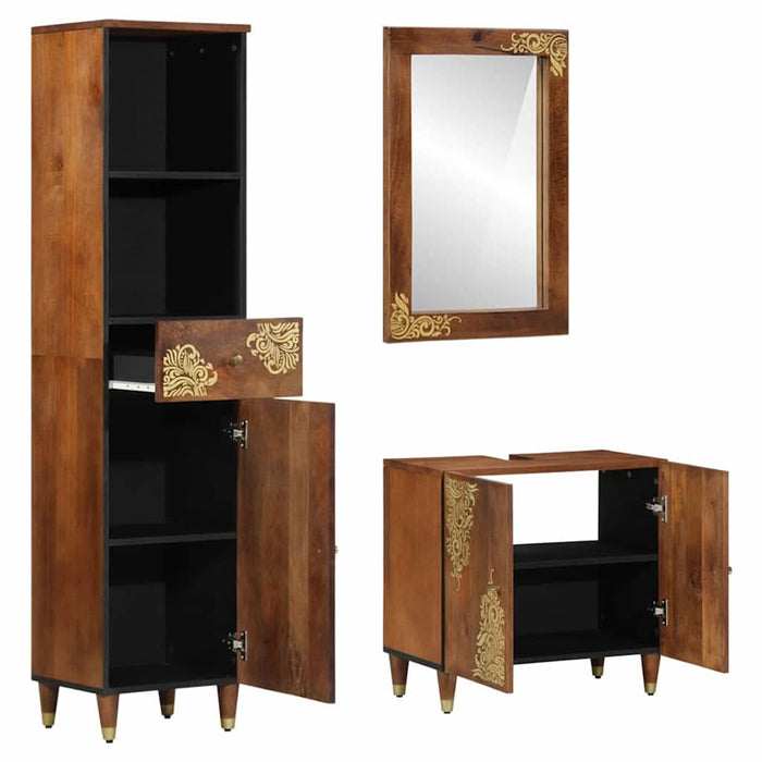 Set de mobilier pentru baie cu ușă 3 pcs Maro 62 x 33 x 58 cm - WALTI WALTI