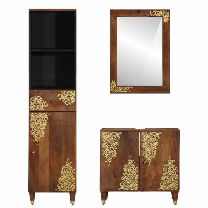 Set de mobilier pentru baie cu ușă 3 pcs Maro 62 x 33 x 58 cm - WALTI WALTI