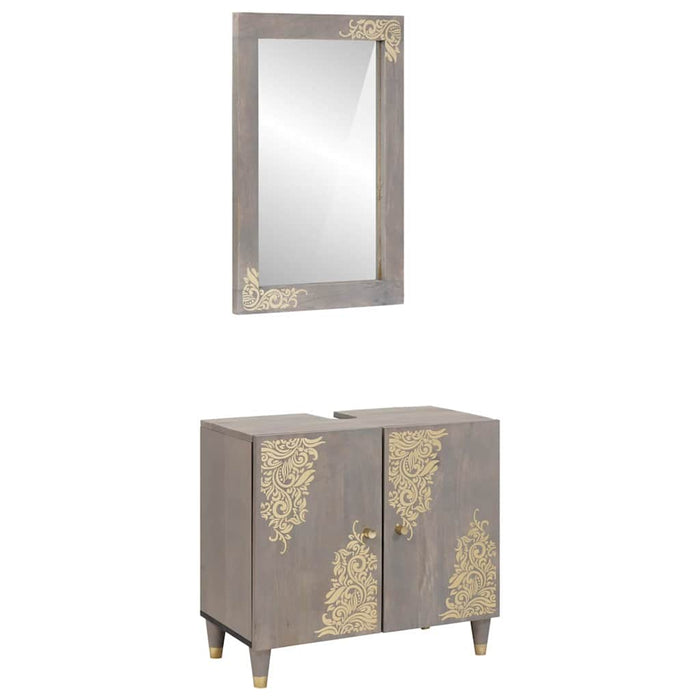 Set de mobilier pentru baie Pe perete 2 pcs Gri 62 x 33 x 58 cm - WALTI WALTI