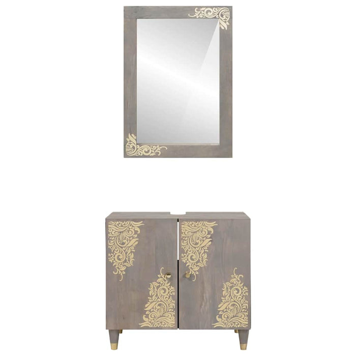 Set de mobilier pentru baie Pe perete 2 pcs Gri 62 x 33 x 58 cm - WALTI WALTI