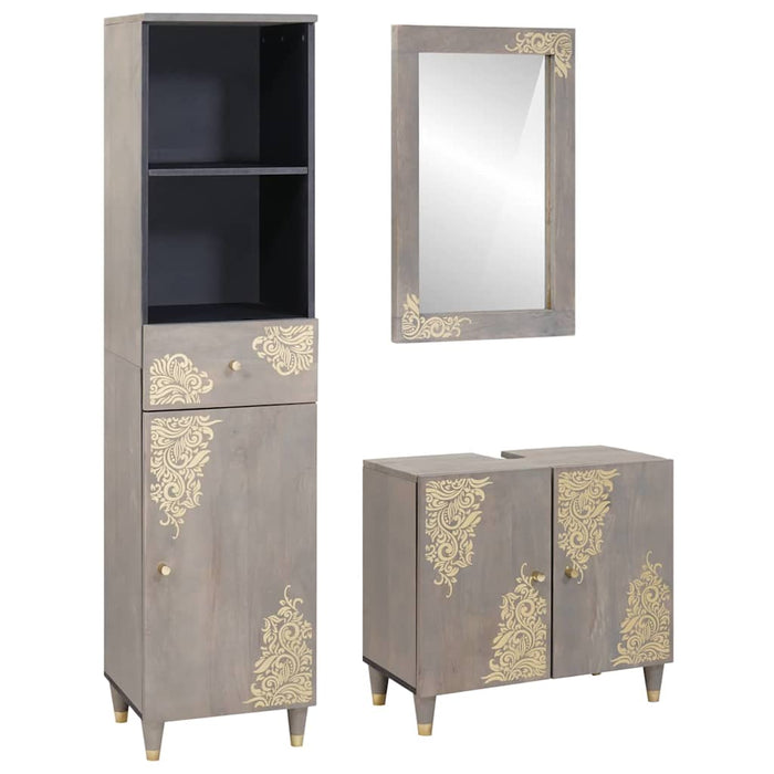 Set de mobilier pentru baie cu sertar 3 pcs Gri 62 x 33 x 58 cm - WALTI WALTI