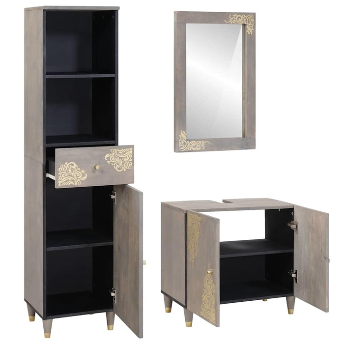 Set de mobilier pentru baie cu sertar 3 pcs Gri 62 x 33 x 58 cm - WALTI WALTI