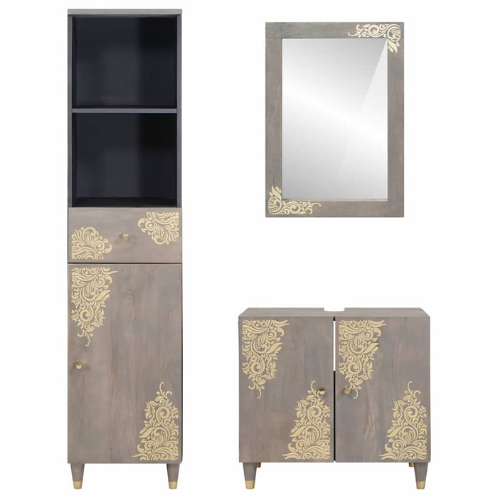 Set de mobilier pentru baie cu sertar 3 pcs Gri 62 x 33 x 58 cm - WALTI WALTI