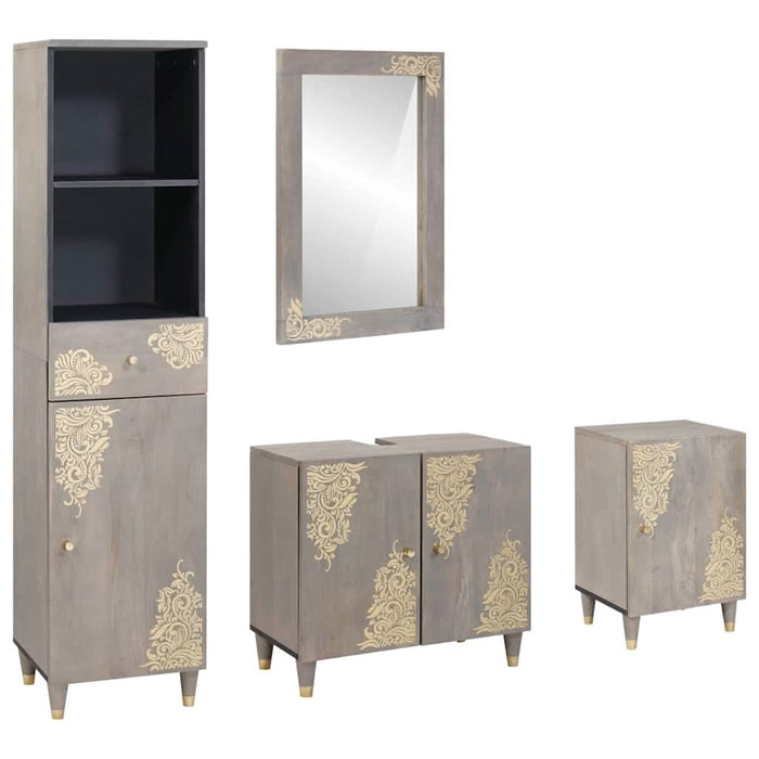 Set de mobilier pentru baie cu sertar 4 pcs Gri 62 x 33 x 58 cm - WALTI WALTI