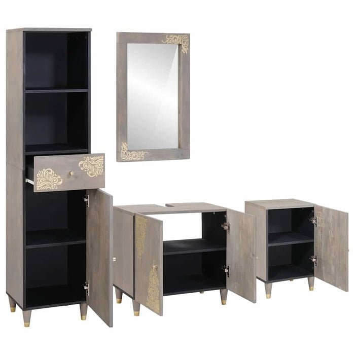 Set de mobilier pentru baie cu sertar 4 pcs Gri 62 x 33 x 58 cm - WALTI WALTI
