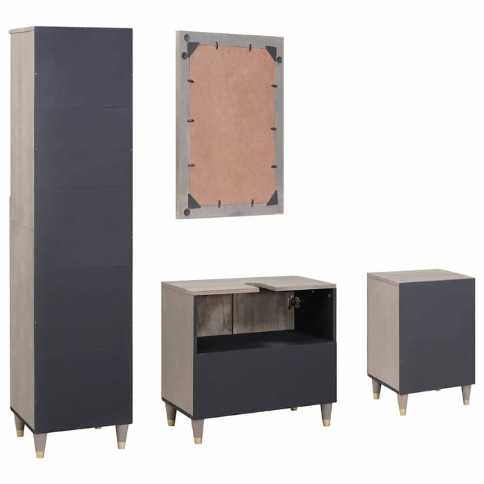 Set de mobilier pentru baie cu sertar 4 pcs Gri 62 x 33 x 58 cm - WALTI WALTI