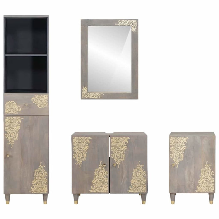Set de mobilier pentru baie cu sertar 4 pcs Gri 62 x 33 x 58 cm - WALTI WALTI