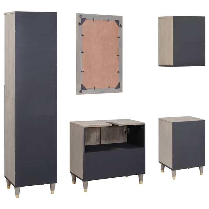 Set de mobilier pentru baie cu sertar 5 pcs Gri 62 x 33 x 58 cm - WALTI WALTI