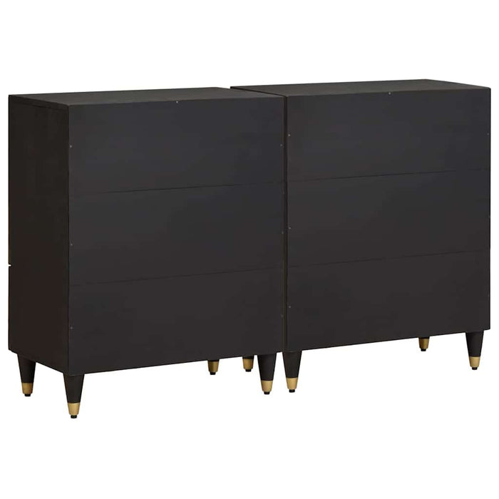 Bufet cu sertar 2 pcs Negru 60 x 33 x 75 cm Lemn de mango solid - WALTI WALTI
