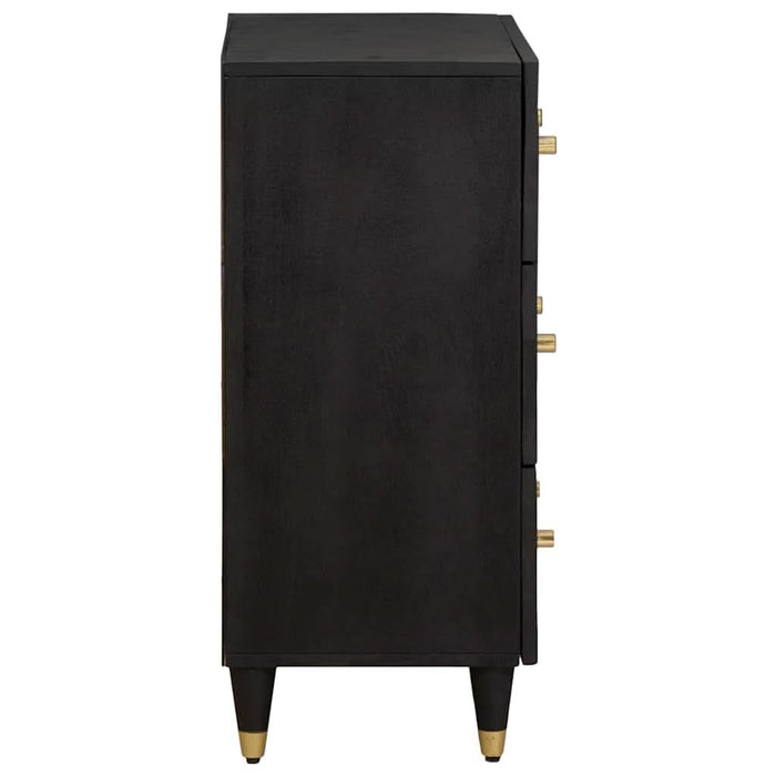 Bufet cu sertar 2 pcs Negru 60 x 33 x 75 cm Lemn de mango solid - WALTI WALTI