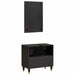 Set dulap baie Pe perete cu ușă 2 pcs Negru Lemn de mango solid - WALTI WALTI