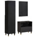 Set dulap baie cu sertar cu ușă 3 pcs Negru Lemn de mango solid - WALTI WALTI