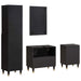 Set dulap baie cu sertar cu ușă 4 pcs Negru Lemn de mango solid - WALTI WALTI