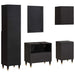 Set dulap baie cu sertar cu ușă 5 pcs Negru Lemn de mango solid - WALTI WALTI