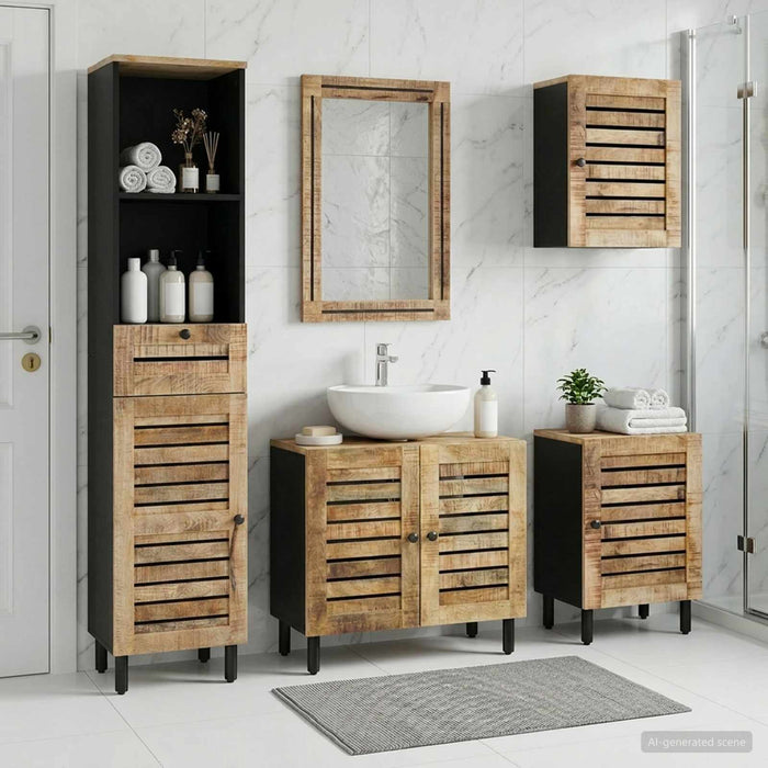 Set dulap baie 5 buc. natural 38 x 33 x 160 cm WALTI