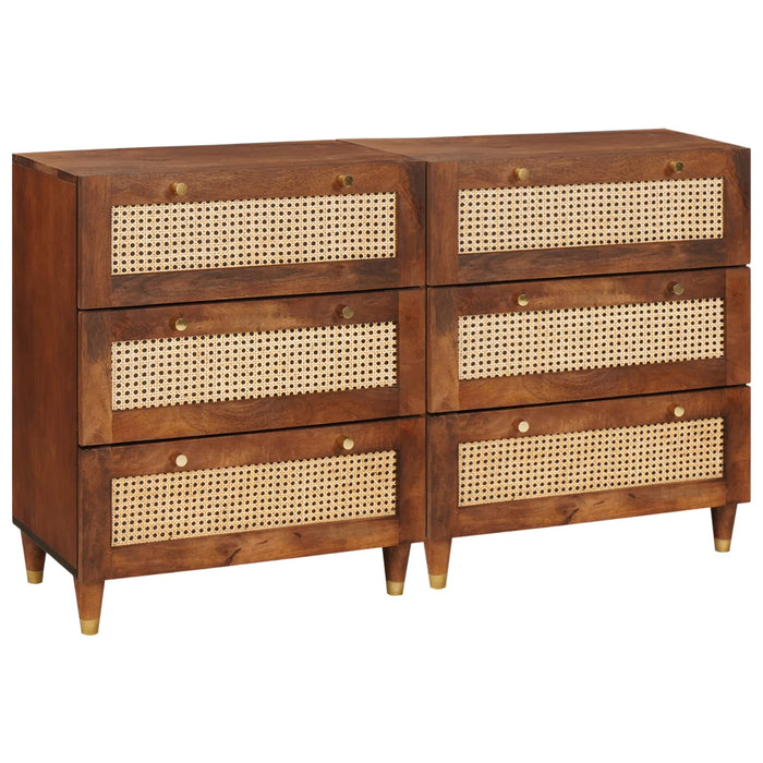 Set de bufet 2 pcs Maro 60 x 33,5 x 75 cm Lemn de mango solid WALTI