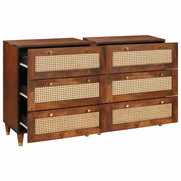 Set de bufet 2 pcs Maro 60 x 33,5 x 75 cm Lemn de mango solid WALTI