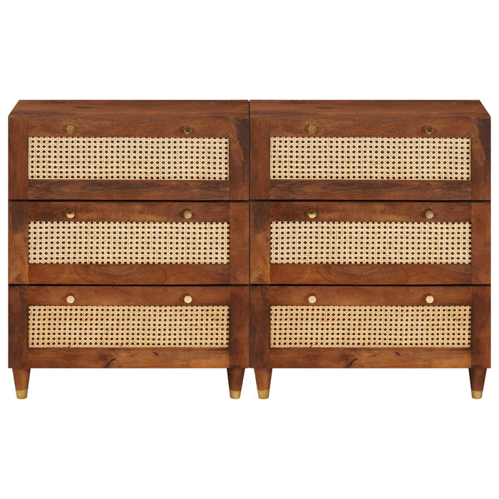 Set de bufet 2 pcs Maro 60 x 33,5 x 75 cm Lemn de mango solid WALTI
