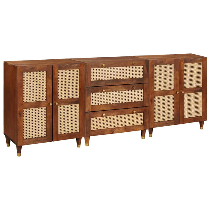 Set de bufet 3 pcs Maro 180 x 33 x 75 cm Lemn de mango solid WALTI