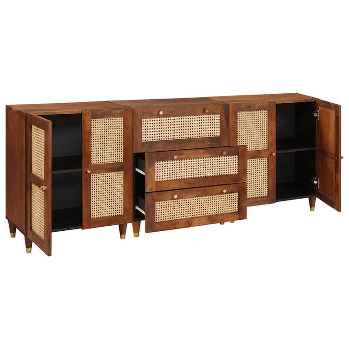 Set de bufet 3 pcs Maro 180 x 33 x 75 cm Lemn de mango solid WALTI
