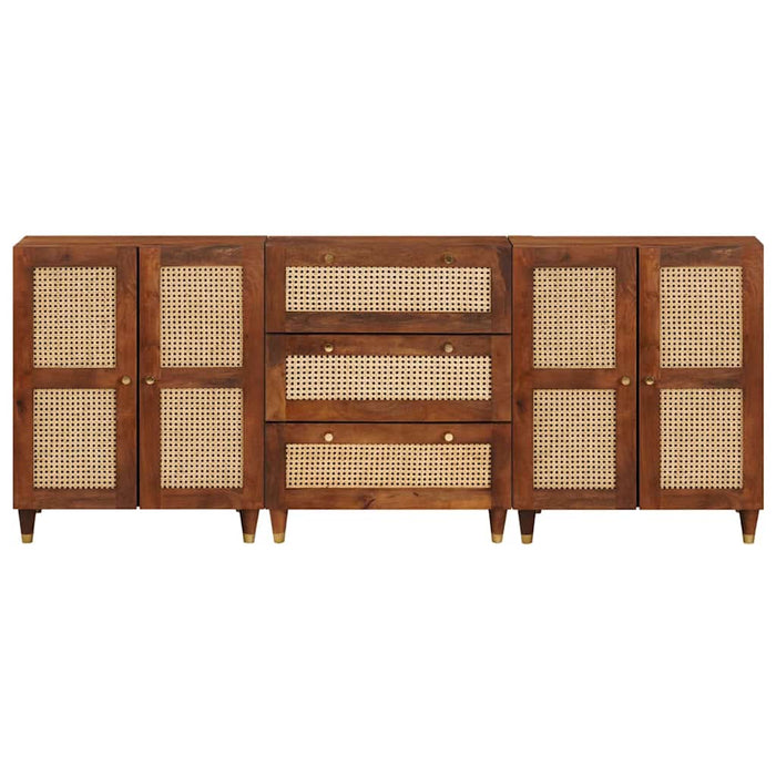 Set de bufet 3 pcs Maro 180 x 33 x 75 cm Lemn de mango solid WALTI