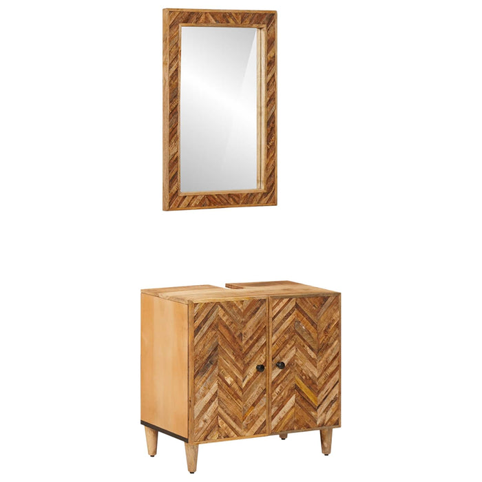 Set dulap baie Pe perete cu ușă 2 pcs Lemn de mango solid WALTI