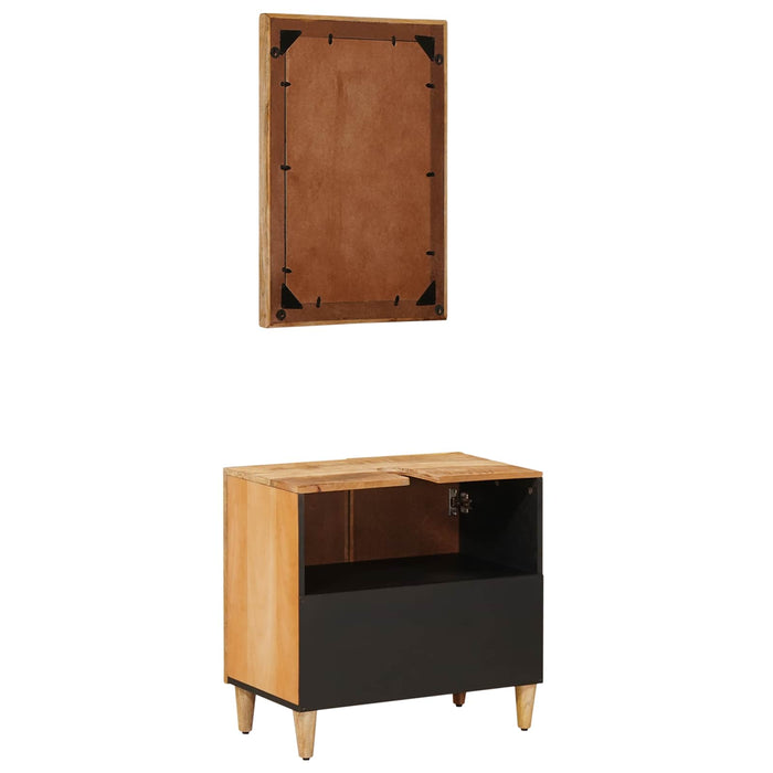 Set dulap baie Pe perete cu ușă 2 pcs Lemn de mango solid WALTI