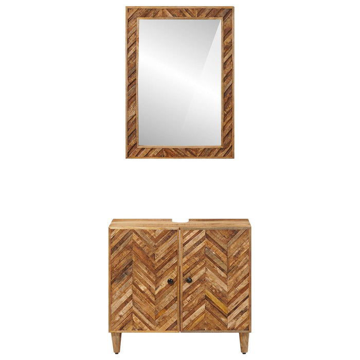 Set dulap baie Pe perete cu ușă 2 pcs Lemn de mango solid WALTI