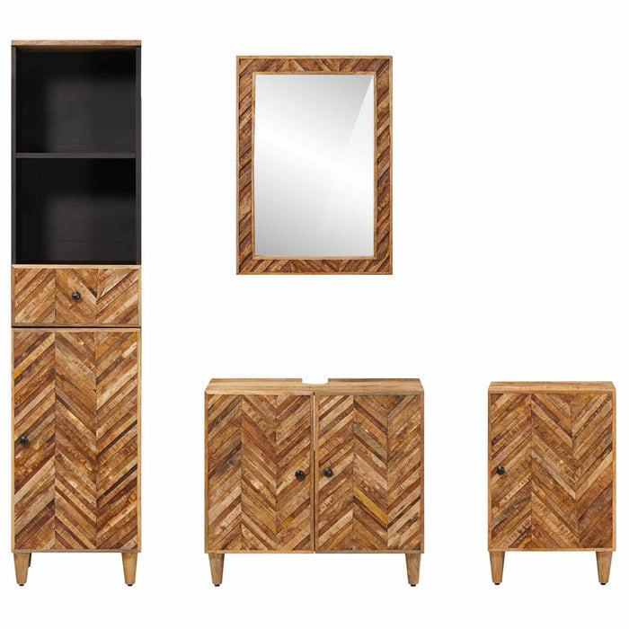Set dulap baie cu sertar Pe perete 4 pcs Lemn de mango solid - WALTI WALTI