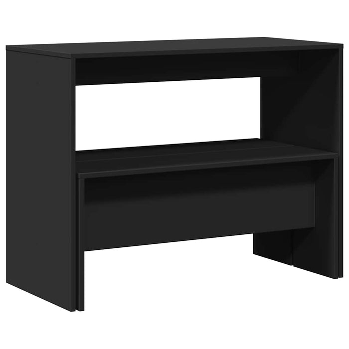 Set masă și bănci de bucătărie, 3 piese, negru, lemn prelucrat WALTI