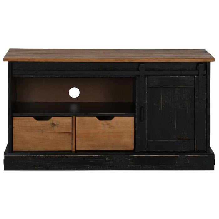 Dulap TV HALDEN cu uşă glisantă negru 110x40x60 cm lemn masiv - WALTI WALTI